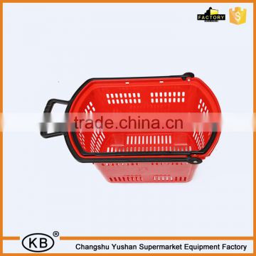 45L plastic shopping basket with four wheels