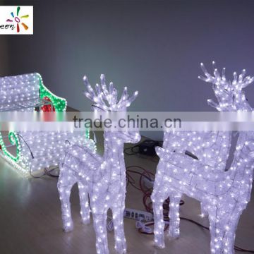 Fashion Santa Ride shaped 3d led outdoor christmas decor lighted santa claus and reindeer outdoor decorations lighted