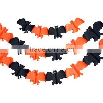 Black and Orange Vampire Bat hanging paper garland for halloween decoration