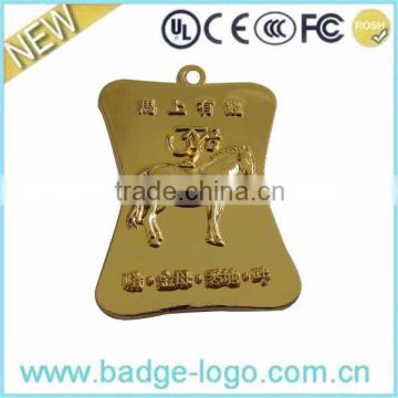Novelty Horse Pendant, Fashion Gold Plated Metal Horse Tag