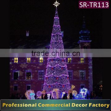 Customize 32ft 35ft 38ft outdoor large giant christmas tree with purple light decoration