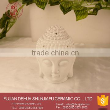 Customized Buddha Head Ceramic Oil Burner White
