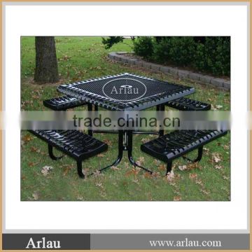 Square table outdoor steel picnic table and bench