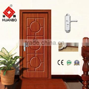 Cheap mdf pvc panel wood door interior wooden shower doors with hardware