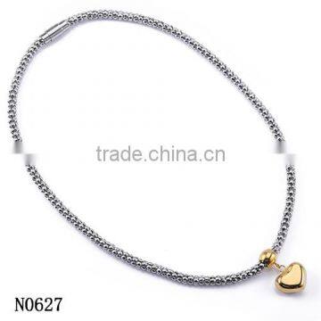 fashion accessories latest silver stainless steel chain gold heart pendant necklace