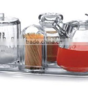 acryl Condiment set with holder 6-pcs