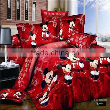 Mickey mouse queen cartoon 3d 100% cotton bedding sets 4pcs include 1pc duvet cover 1pc bed sheet 2 pcs pillowcases for kids.