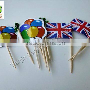 decorative flag wooden fancy colored cocktail wedding toothpicks