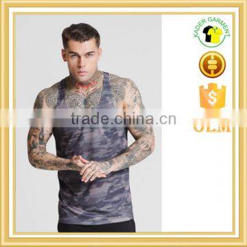 Camo printing dri-fit gym tank top slim fit stringer vest for men wholesale China