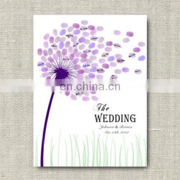 Romantic Creative fingerprint design Unique Dandelion Canvas wedding guest book decorations