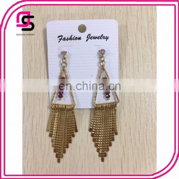 2017 hot selling fashion jewelry Special design Triangle hoop earrings with tassels