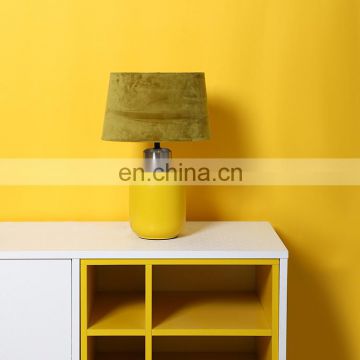 Japan modern matt yellow ceramic base custom cheap bedside unique desk lamps for hotel home