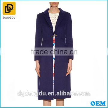 Navy blue women long sleeve fleece coat from Alibaba women coat factory