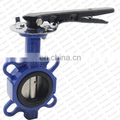 Bundor Low Pressure Ductile Iron Lever Operated Wafer Butterfly Valve DN100