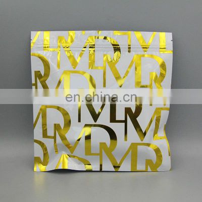 Customize printed gold clothes zipper bags aluminum foil plastic packaging