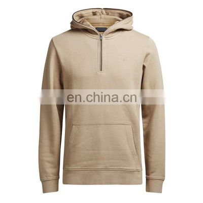 High Quality 100% Cotton Pullover Warm Wholesale Men Custom Printing Embroidery half zip Hoodies