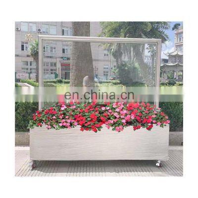 Weldon outdoor stainless steel windbreak glass cafe barrier, Pavement division Floor movable flower pot