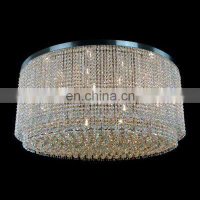 Modern Round Crystal Chandelier Flush Mount Small Silver Ceiling Lamps Light Fixture for Hallway Bedroom Hotel