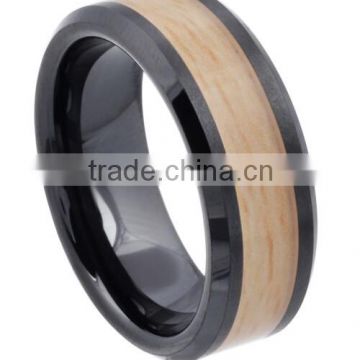 Men's Ceramic Woodgrain Inlay Band (8 mm)