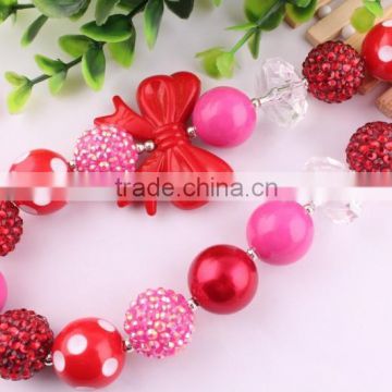 Look!!DIY 2015 Newest chunky red bead necklace for kids/plastic bead necklace for kids