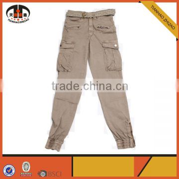 Custom Khaki Mens Multi-pocket Work Pants with Belt