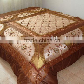 faux flower embroidery bed cover