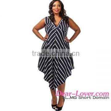 2016 new style Black Plus Size Stripe hot sexy girl in long maxi dresses