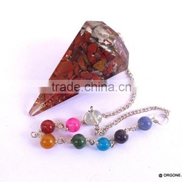 Orgonite Red Jasper Pendulum With Chakra Chain