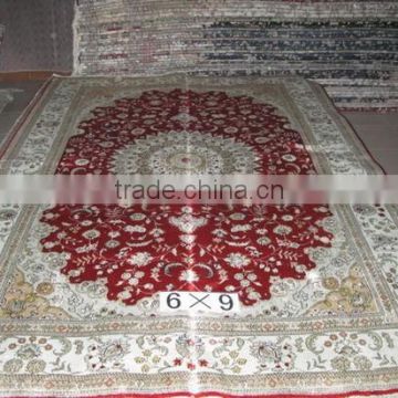 1.8*2.8m beige and green persian room area handknotted silk carpet