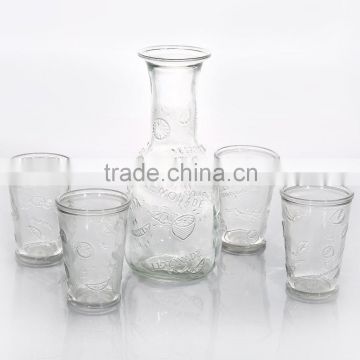 Clear Round Lemon Carving Exquisite Glass Drink Set