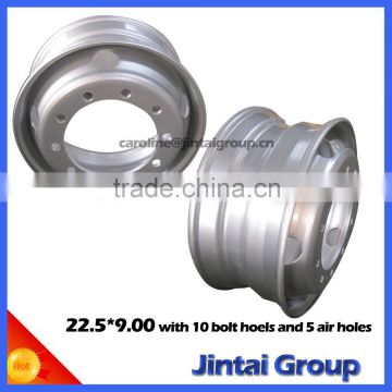 Steel wheel for STR 22.5x9.00 with 10 bolt holes and 5 air holes from china mailand manufacture