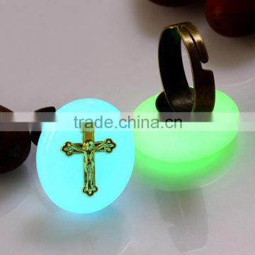 Gold Plated Cross on Luminous Stone Finger Rings Antique Brass Rings Wholesale on Alibaba