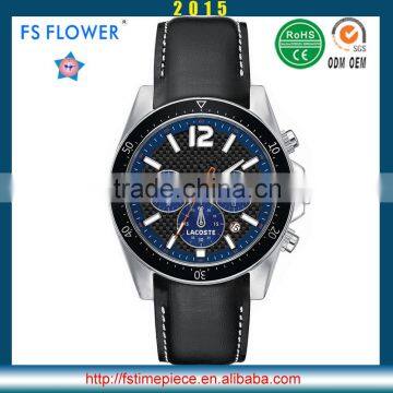 FS FLOWER - 5 ATM Water Resistant Stainless Steel chronograph Watch Genuine Leather Men Watches