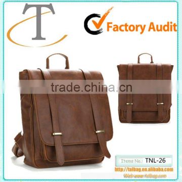 High-quality fashion brown PU leather backpack