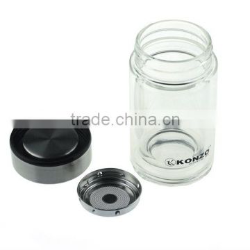 Glass double wall cup,tea cup with filter and infurser