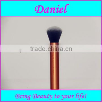 gold color kabuki brush with long handle powder brush Aluminum cylinder handle pencil aluminum ferrule synthetic fibre