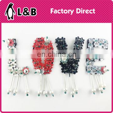 top fashion Sew on 3D Sequin beads logo letter patches