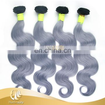 Fashion free part grey virgin hair bundles with lace closure body wave