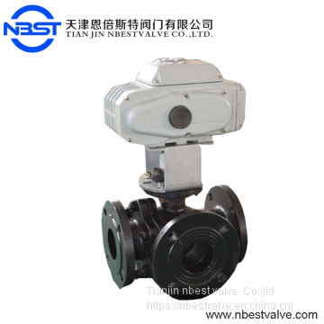 Three Way Electric Actuator Brass Ball Valve With Manual Function