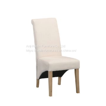 Faux Leather Solid Wood Dining Chair Deep Roll High Back HL-6044