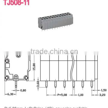 PCB Screwless Terminal Block Connector Dual Row 300V 12A 12-28 AWG TJ508-11