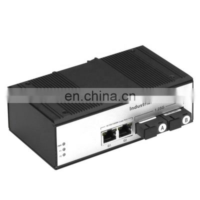 Ethernet Switch Industrial Gigabit 2 Ports RJ45+2 Port Fiber port DIN Rail 1000M