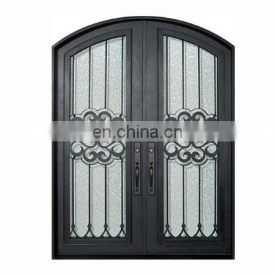 modern villa decoration safety entry door wrought iron swing double design front doors for houses