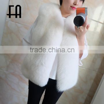 Factory direct fashion white saga fox fur gilet