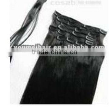 100% virgin remy black color clip in hair extension