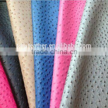 High quality Ostrich grain 100% pu synthetic leather for bags fashion design and any colours available