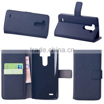 Book style folio flip pu leather phone case with stand funtion and card holster for lg g3