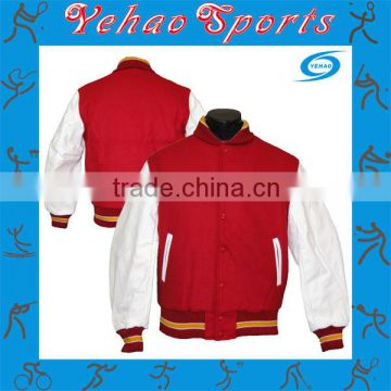 good quality blank red and white varsity jacket