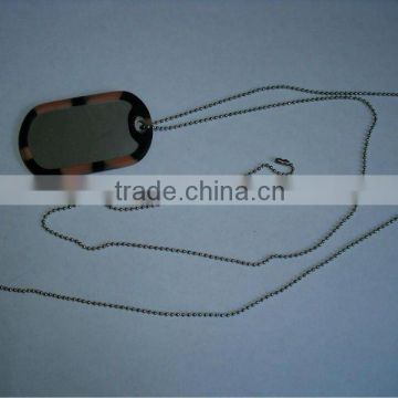 Dog Tag Set Supplie,1Set=1pc 3.8CM Color Silicon Rubber+1pc Dog Tag+1pc S/S Long Ball Chain
