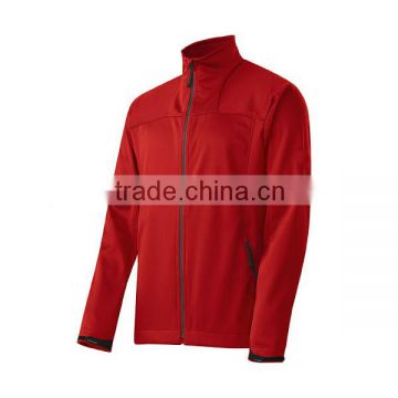 Best price manufacturing red no hood woven softshell jacket